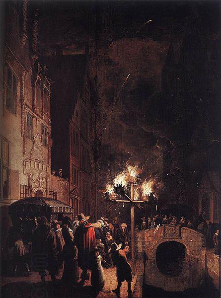 POEL, Egbert van der Celebration by Torchlight on the Oude Delft oil painting picture